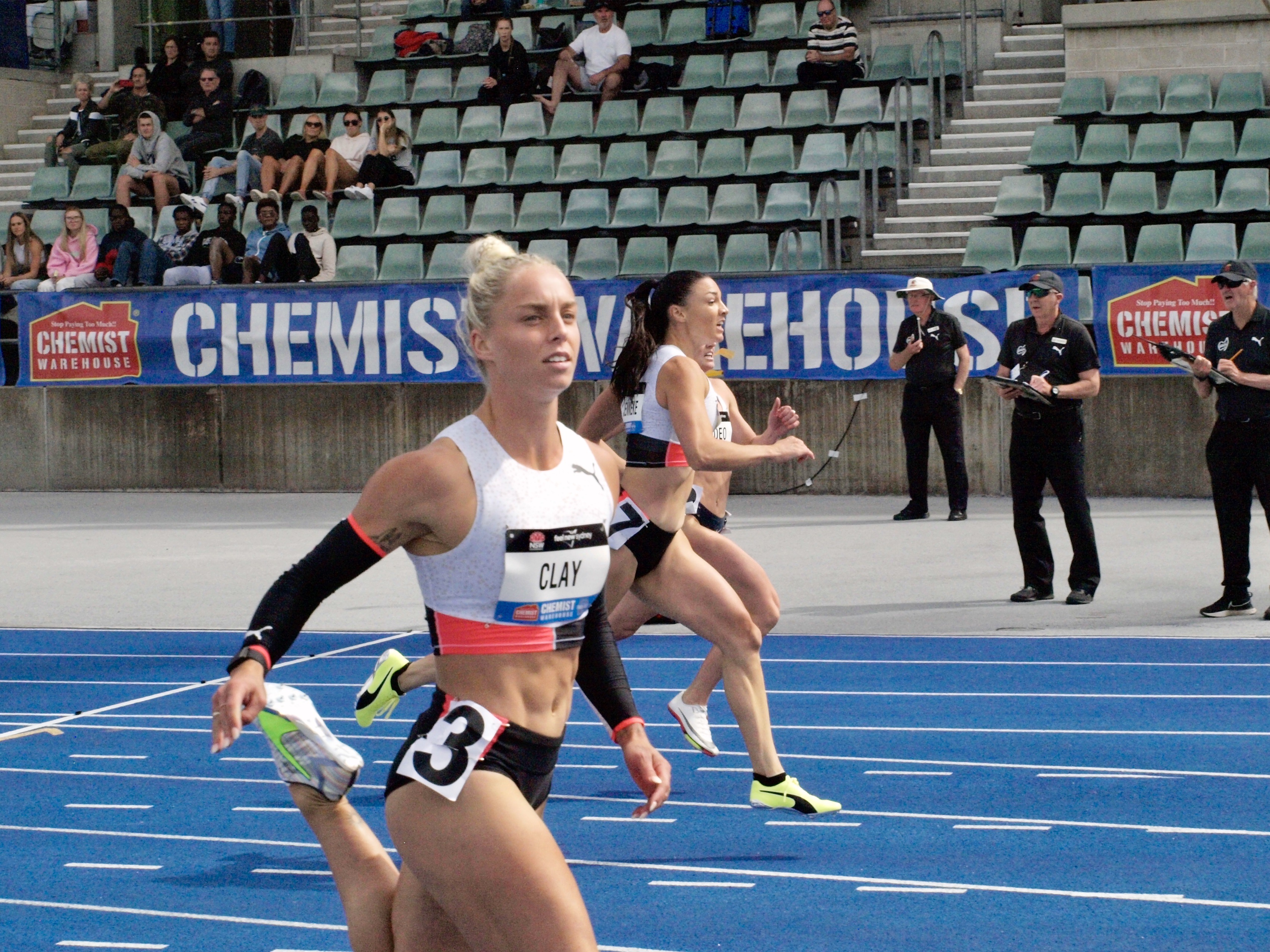 Liz Clay (front) has been joined by Michelle Jenneke (middle) in the 2022 Commonwealth Games. Image: Dan Coppel