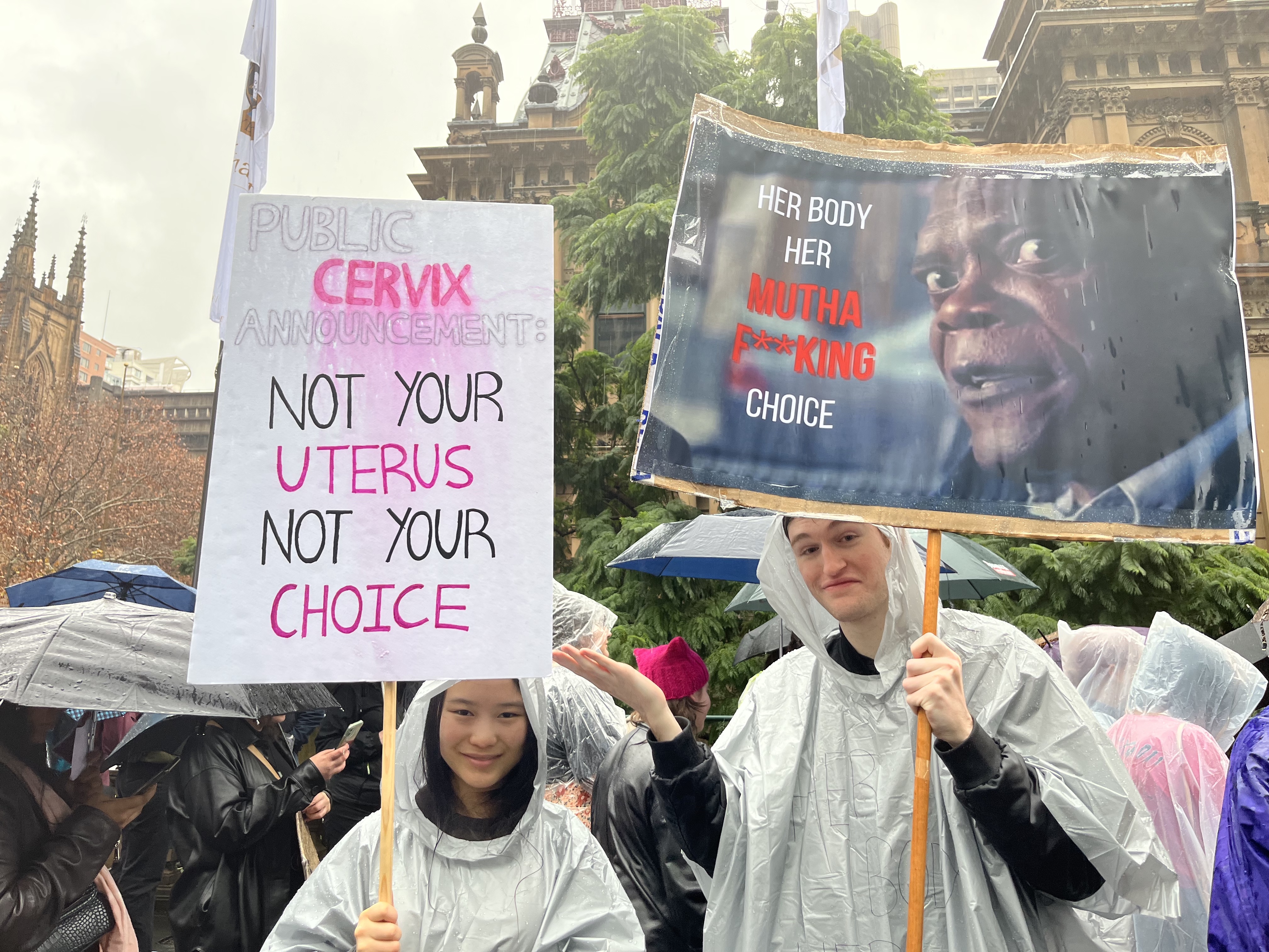 Protesters with their signs