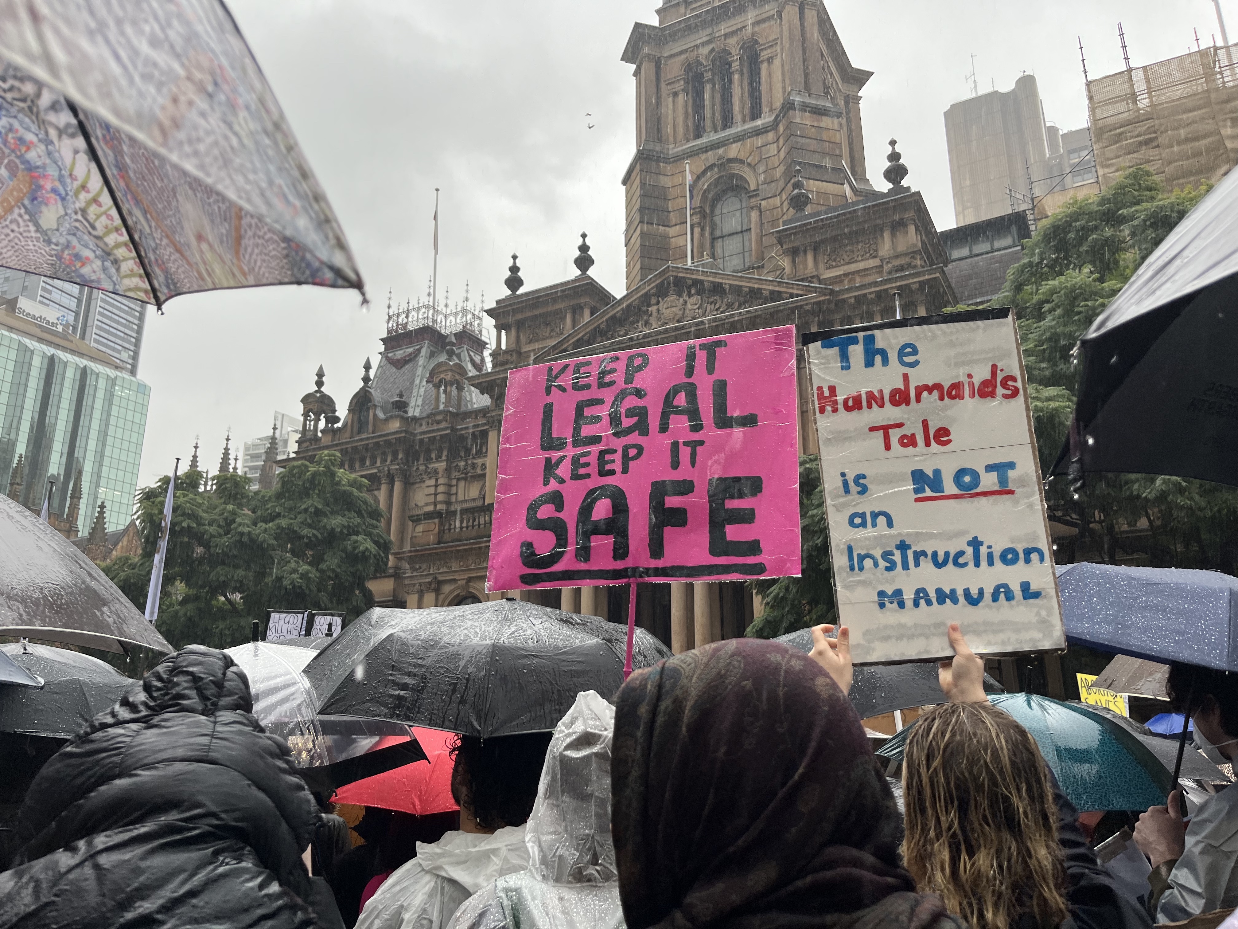 Protester sign referencing The Handmaid's Tale