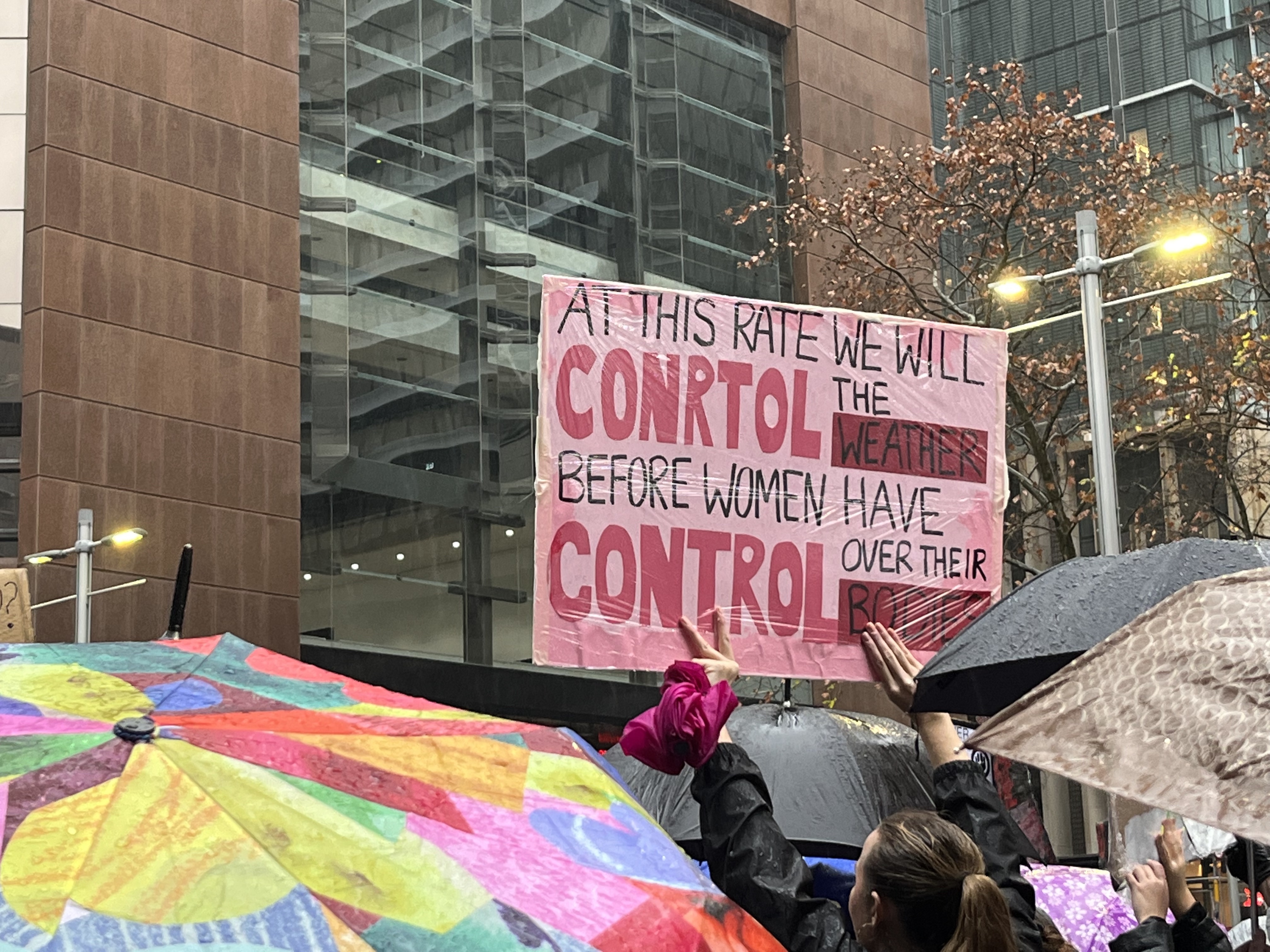 Protester sign