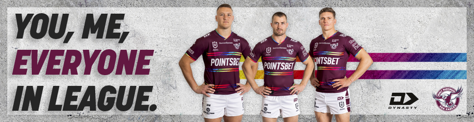 Manly Sea Eagles collaborate with Dynasty Sports to produce "You, Me, Everyone in League" Jersey.