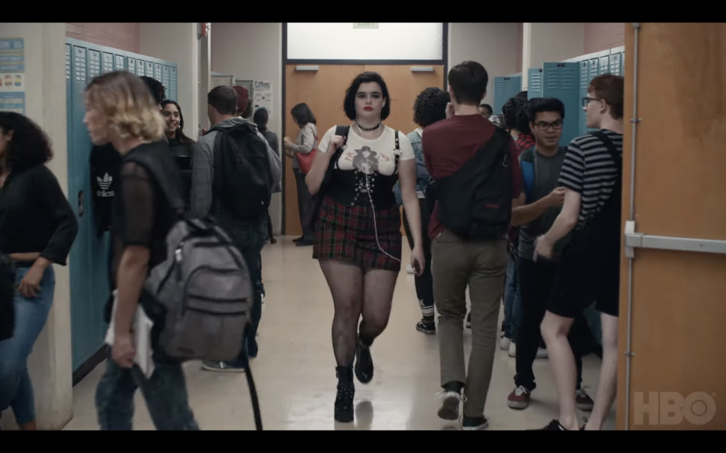 The plaid dress worn by Kat Hernandez (Barbie Ferreira) in Euphoria  (S01E02)