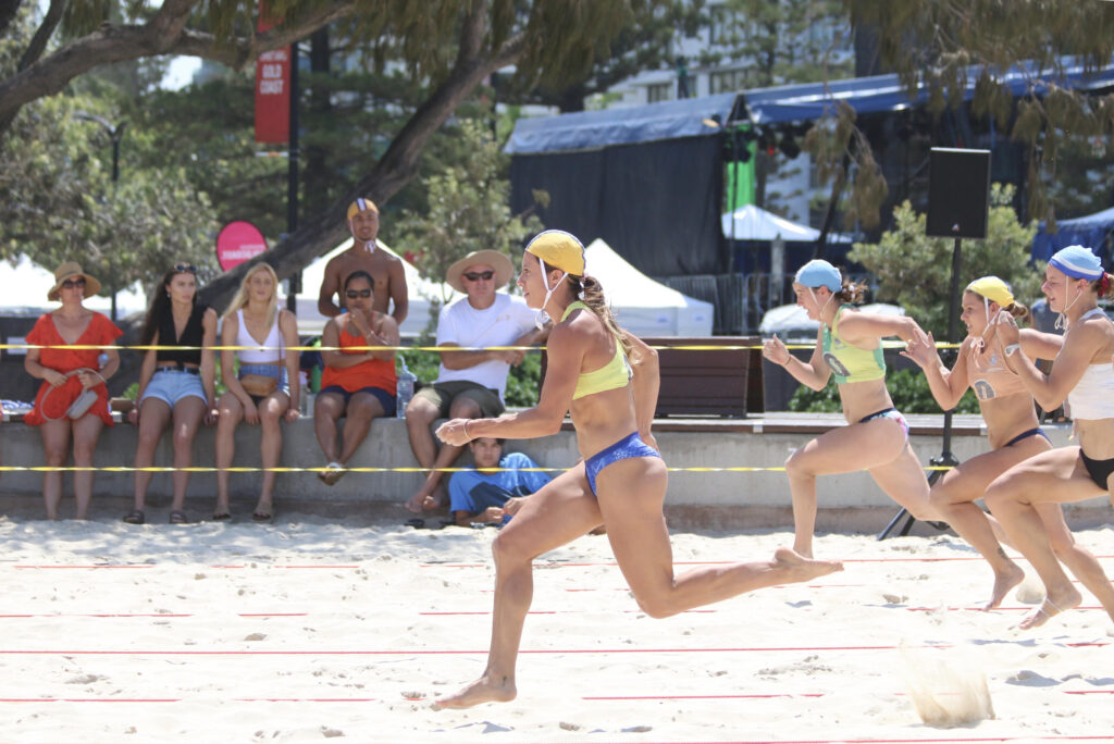 Bree Masters leading a sand sprint race. Image: Supplied