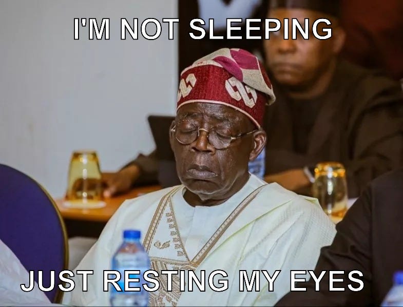 Tinubu Sleeping