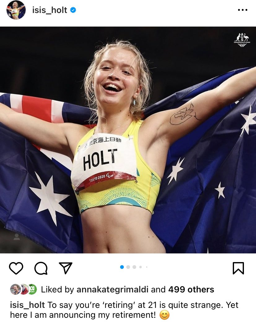 Isis Holt retirement Instagram post 