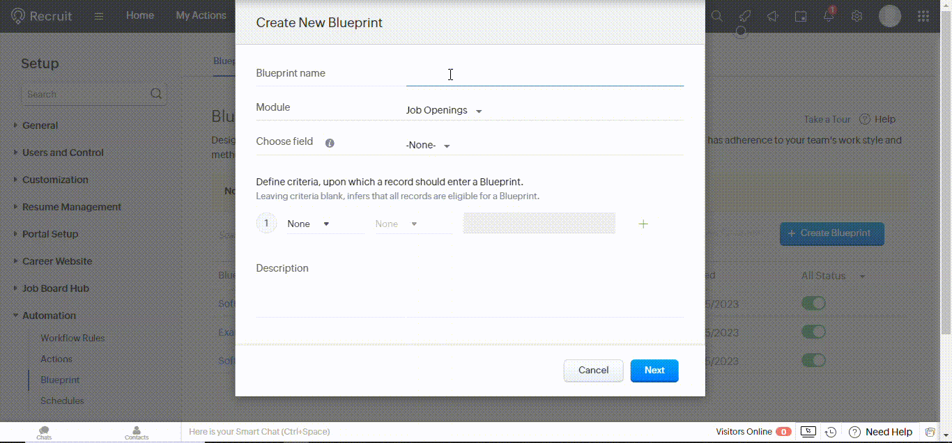 #ZohoRecruit #AutomatedSourcingPipeline #RecruitmentProcess #Pre-screeningAssessment #BlueprintCreation #EmailInvitations #StreamliningHiringProcess