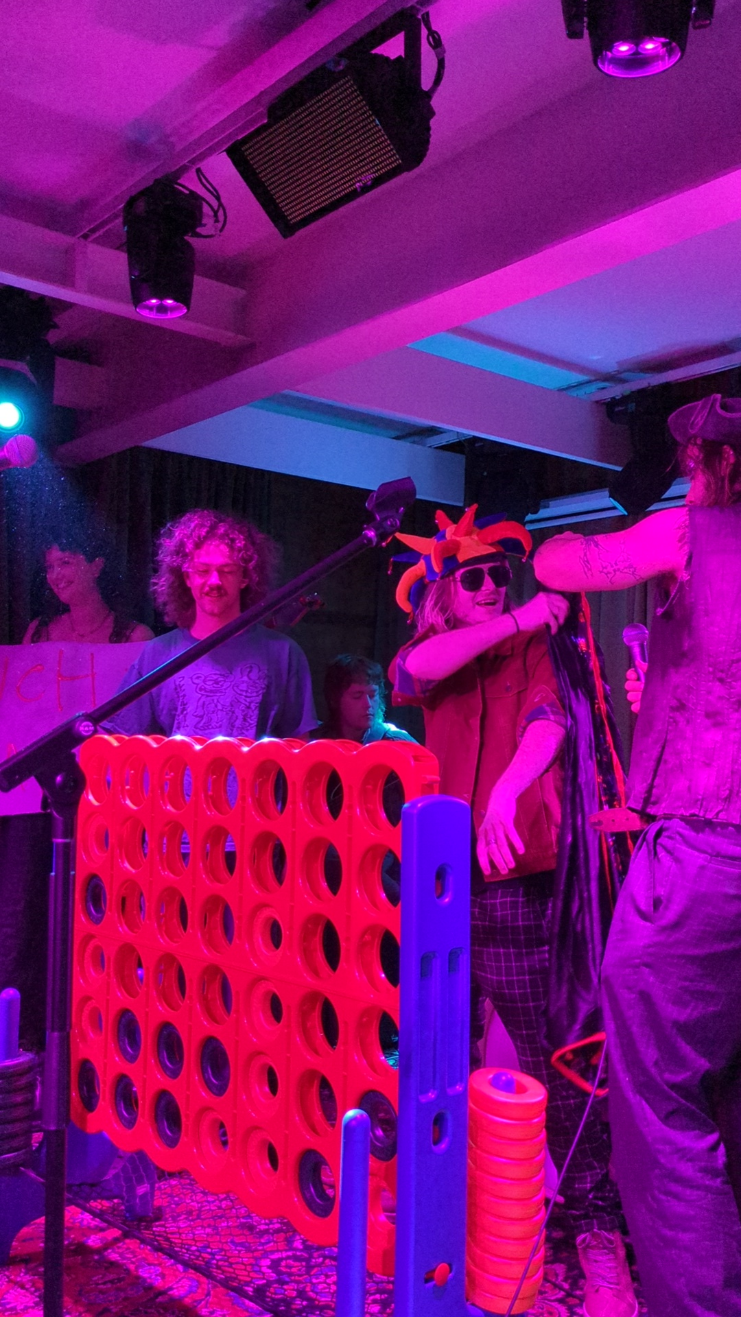 rat boy school excursion playing a giant Connect Four during their performance at The Lady Hampshire on September 23rd, 2023 [IMAGE: Dylan Costa]