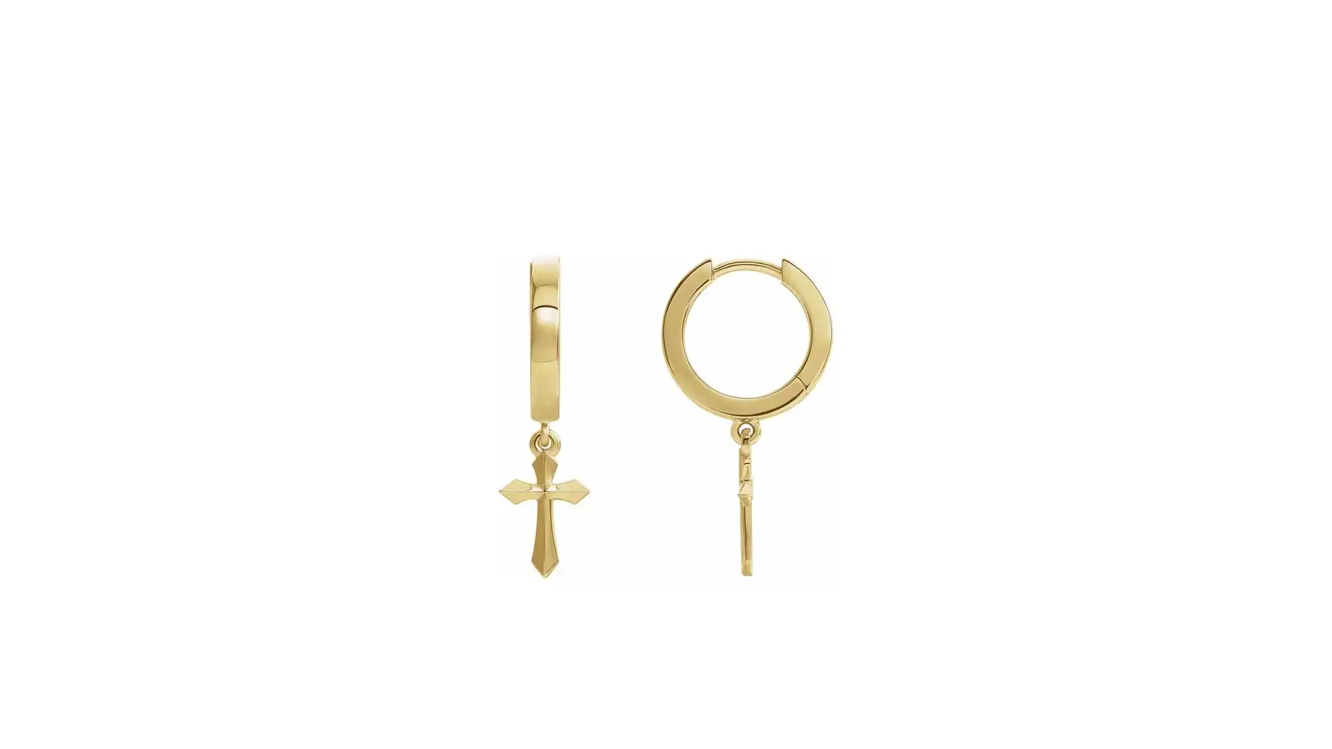 Mixed View Of A Pair Of Yellow Gold Christian Earrings From Glor-e