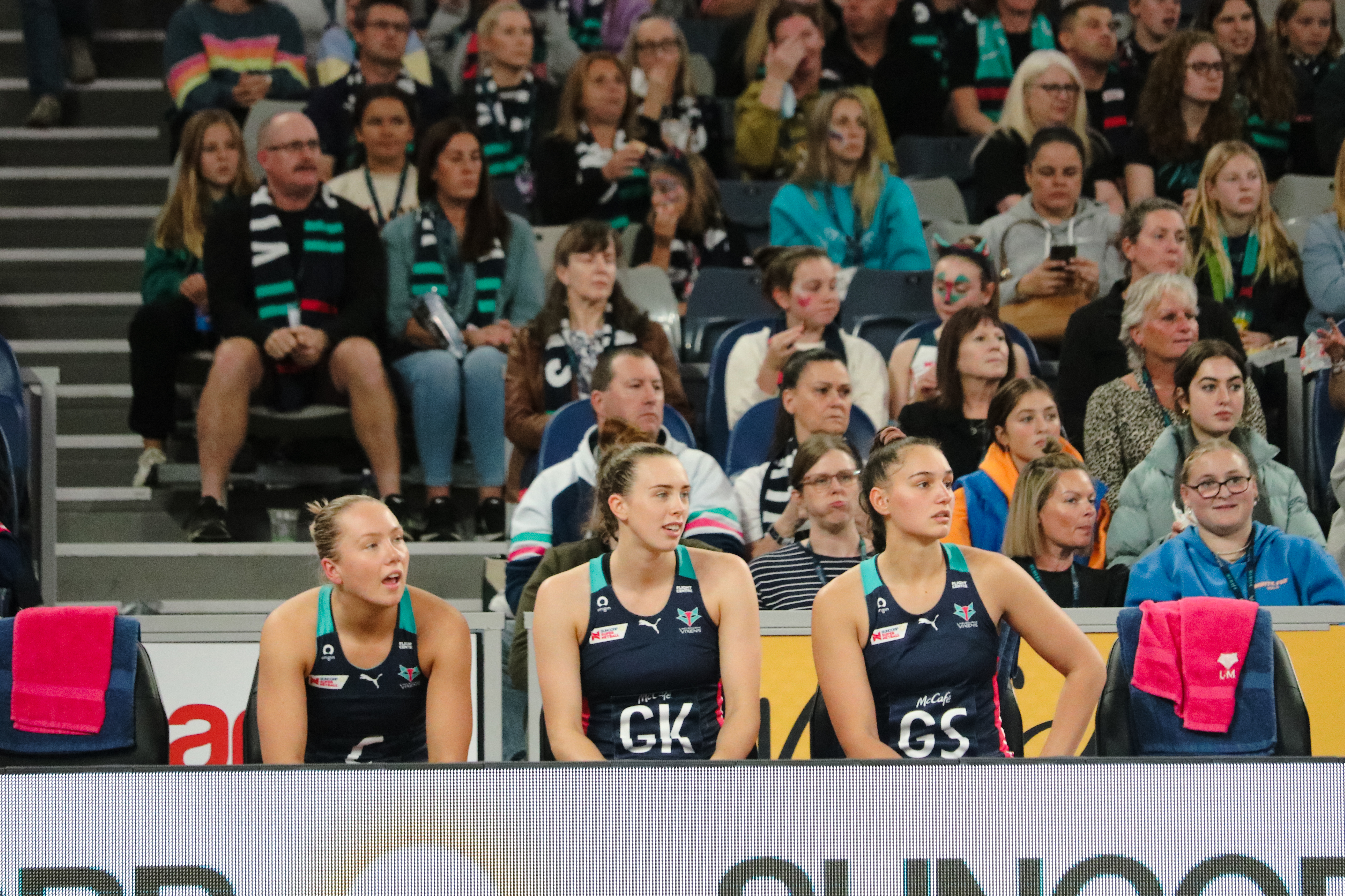<p>Three of the Vixen's most recent recruits, Hannah Mundy, Liv Lewis and Rahni Samason watch on during the 2022 season. Image: Ariana Silver</p> Three of the Vixen's most recent recruits, Hannah Mundy, Liv Lewis and Rahni Samason watch on during the 2022 season. Image: Ariana Silver