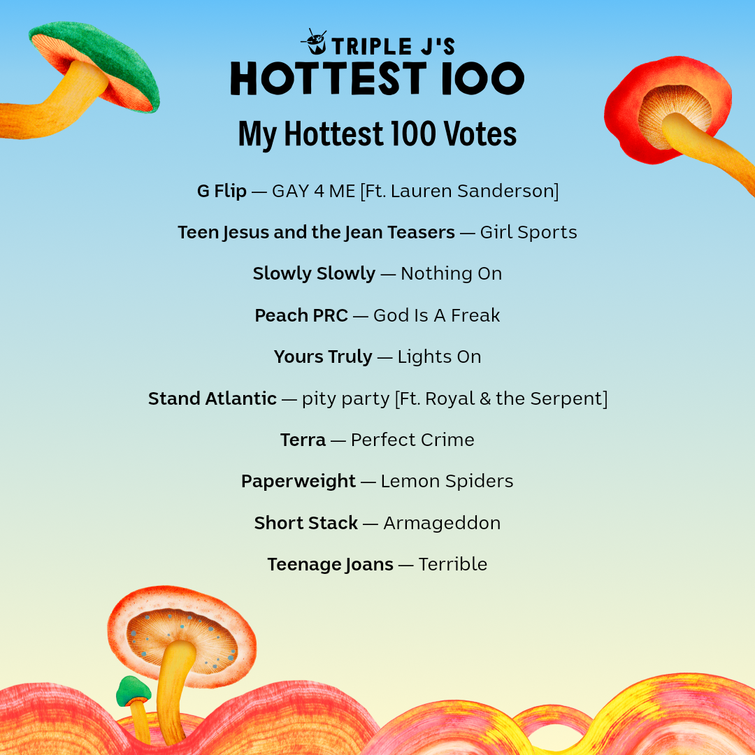 Jason Irvine's Hottest 100 votes.