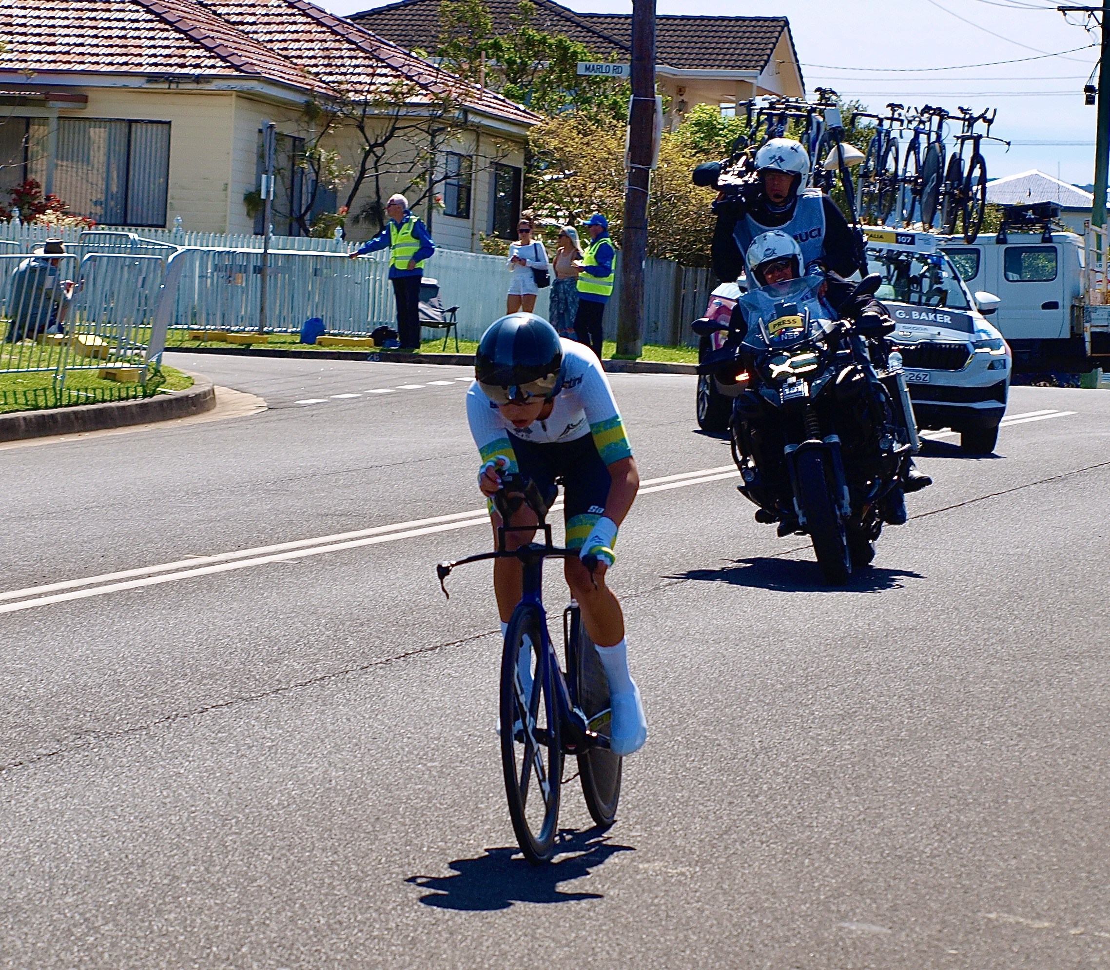 Baker was popular with the crowds in her green and gold skinsuit.