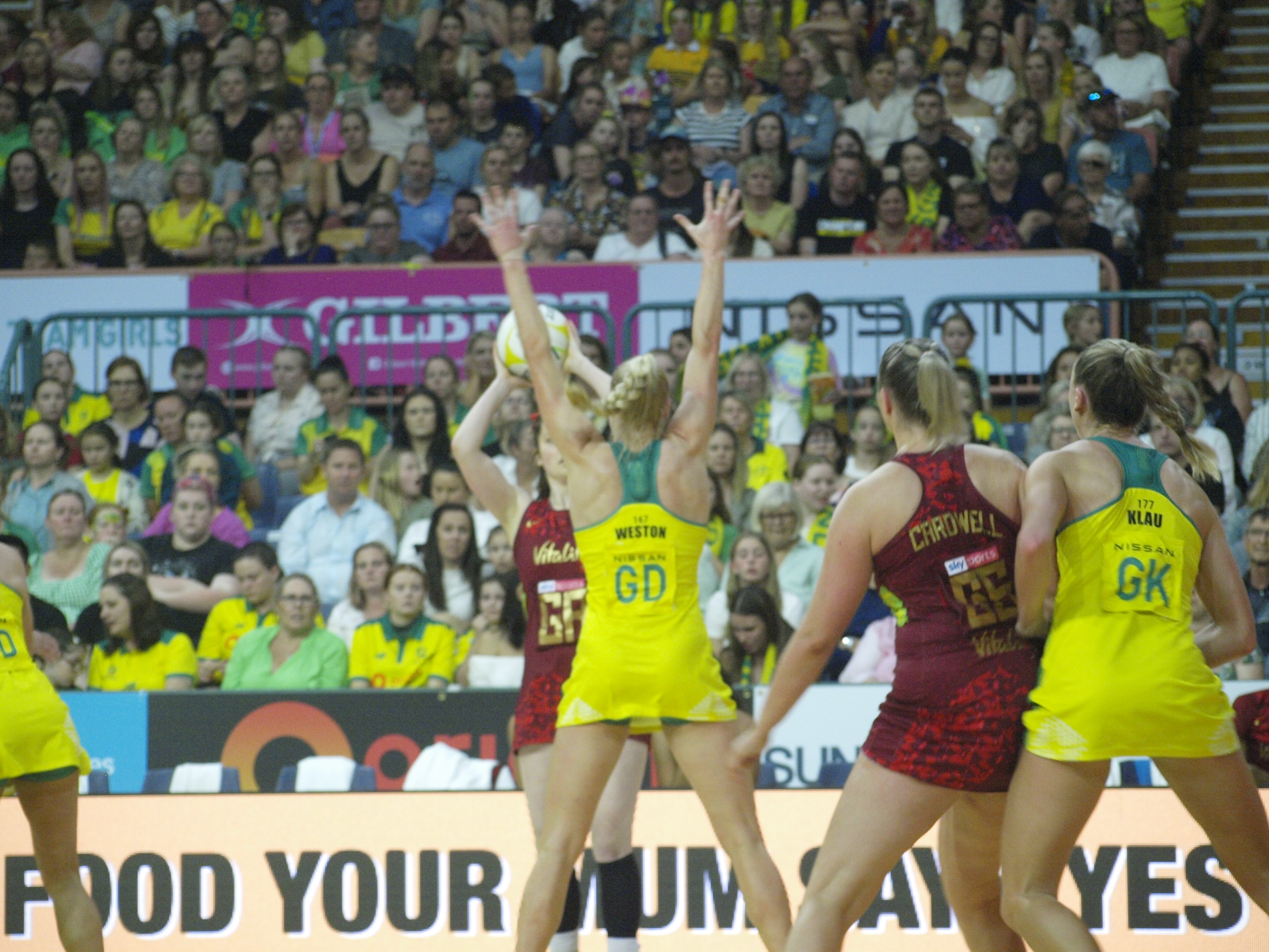 Jo Weston in defence for the Diamonds against England earlier this year. Image: Dan Coppel