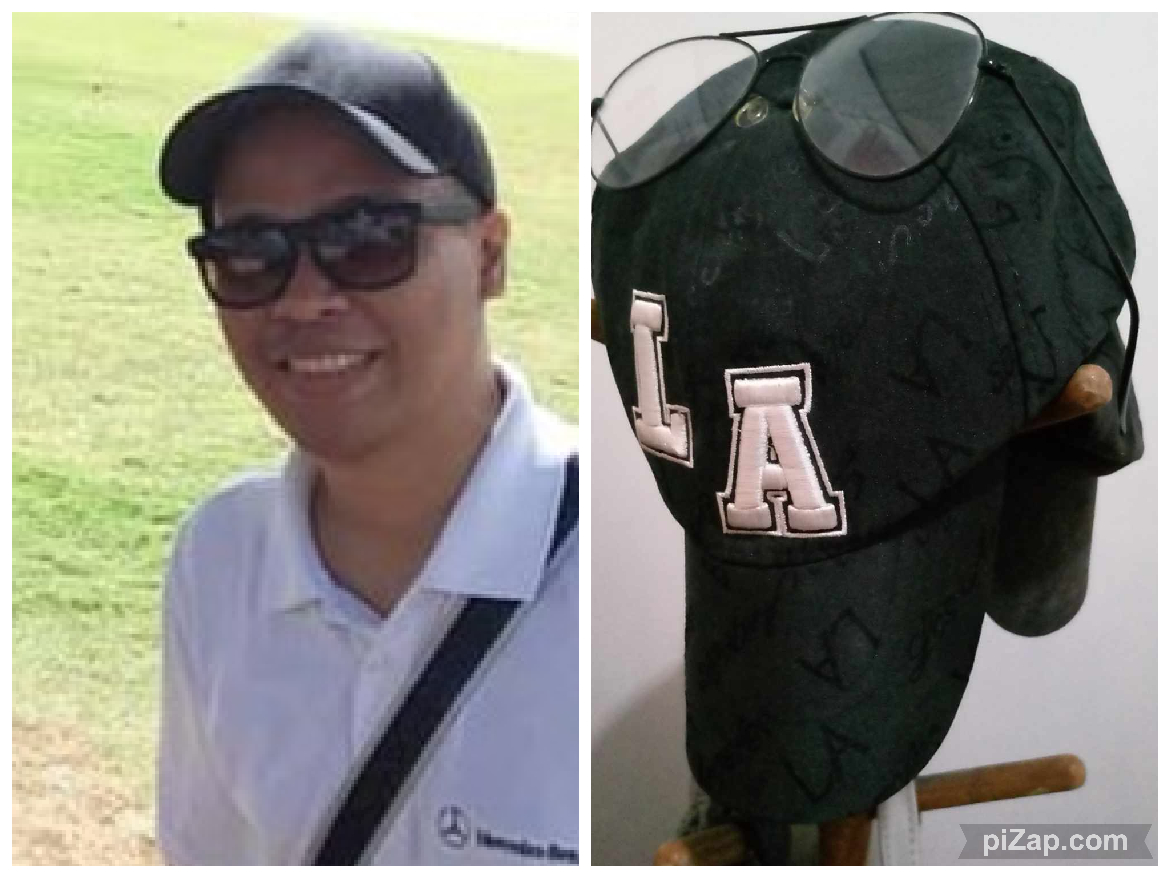 photo collage of me wearing sunglasses and a baseball cap beside a phot of my favorite cap and glasses