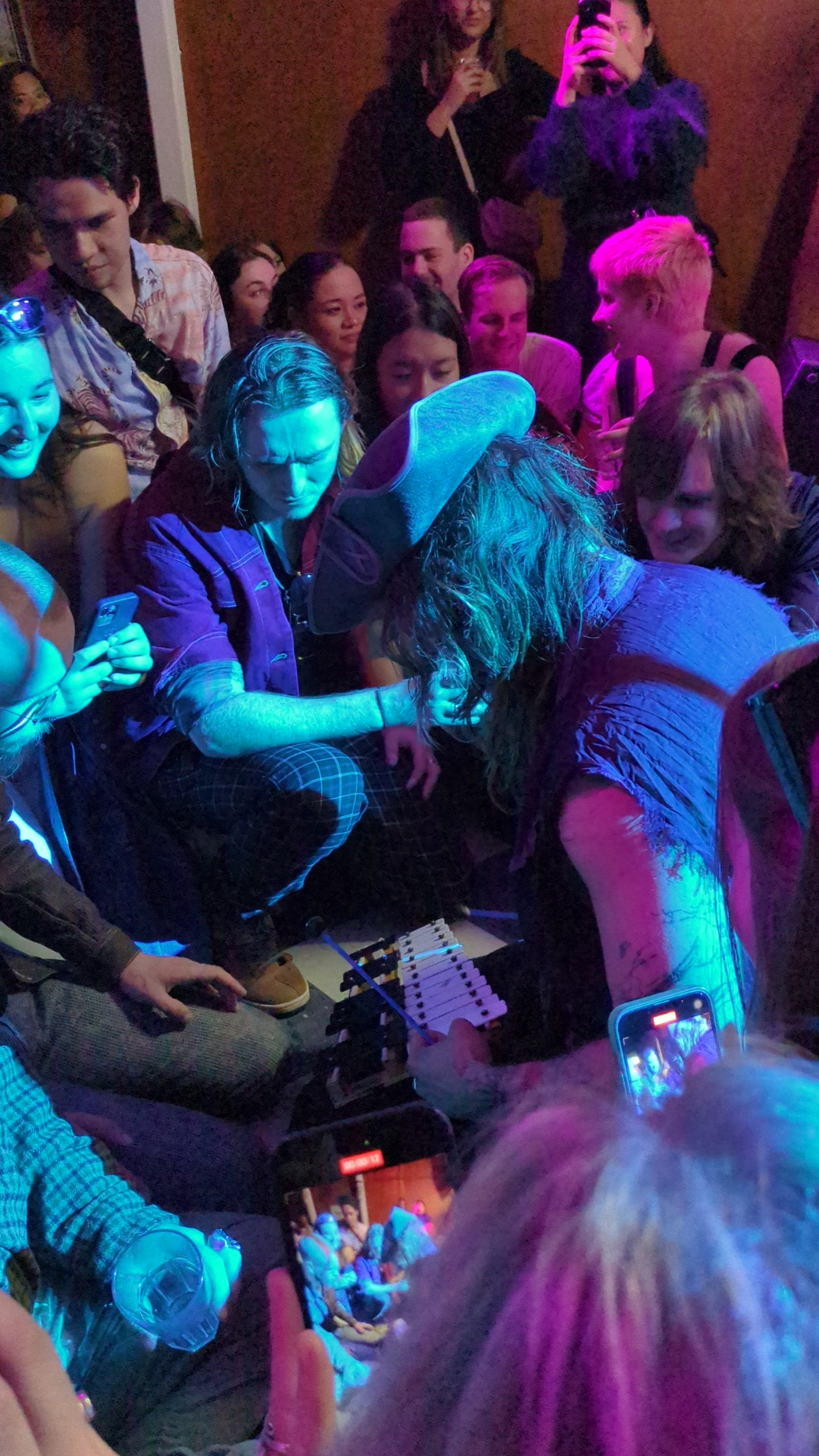 Kierah McCue-Shore jumping into the crowd to play during rat boy school excursion's set at The Lady Hampshire on September 23rd, 2023 [IMAGE: Dylan Costa]