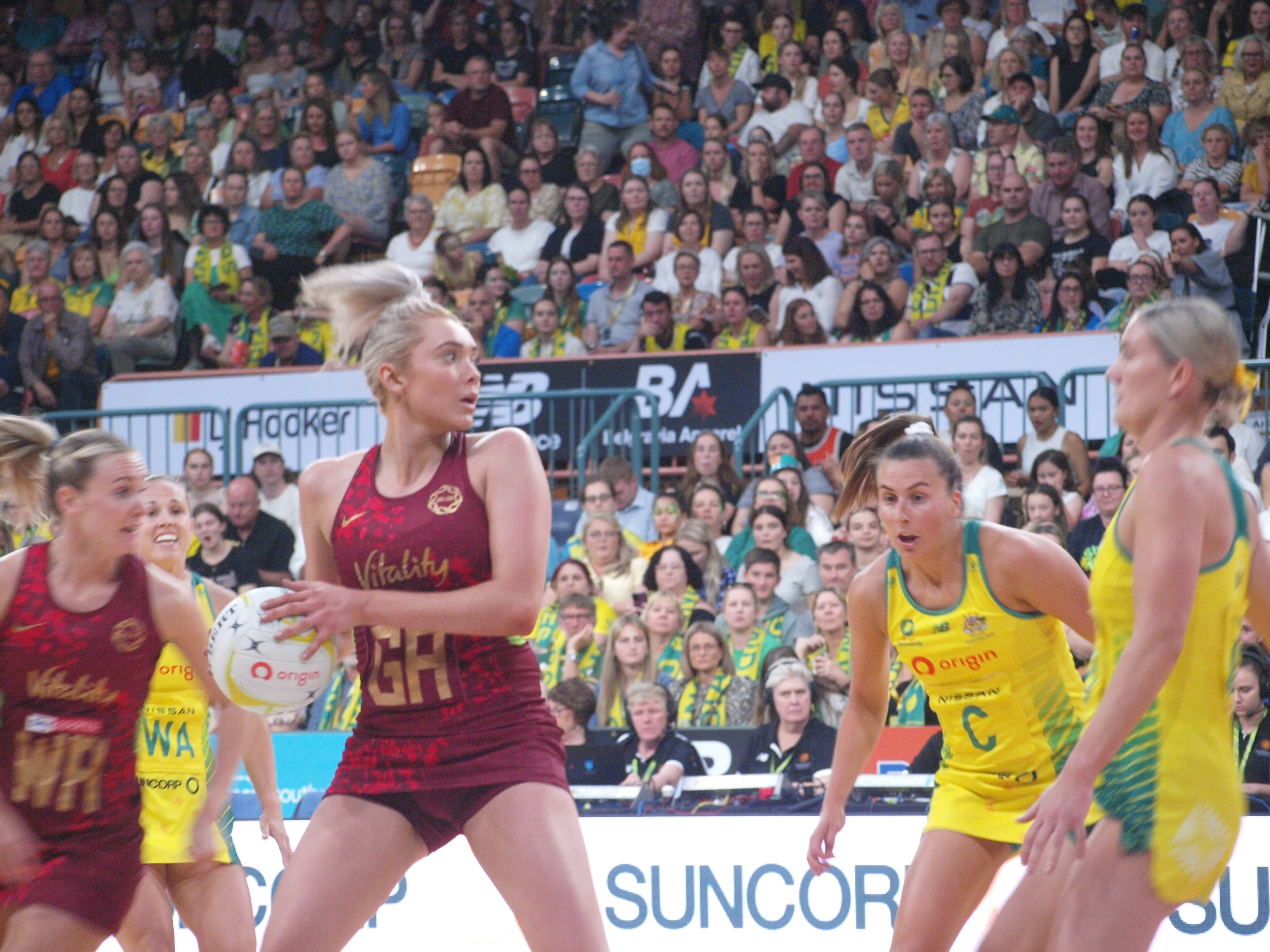 Helen Housby (centre) is no stranger to the big stage, for the Swifts or for England. Image: Dan Coppel