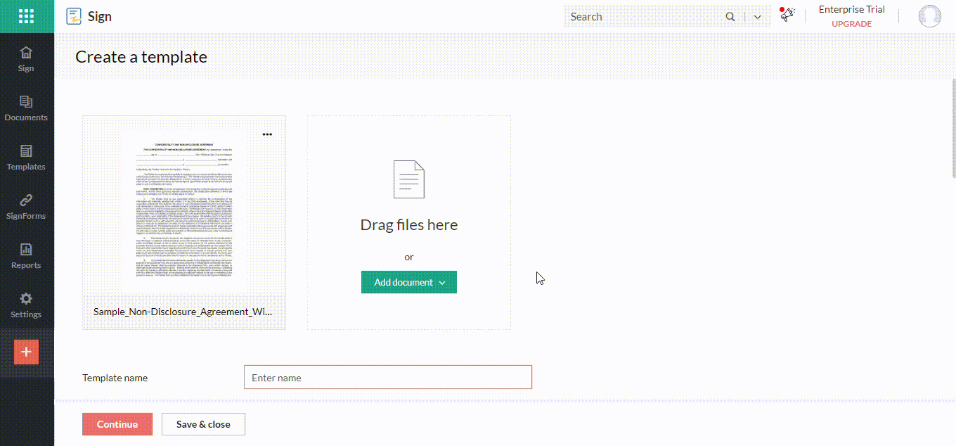Zoho Sign templates, HR document automation, capture HR information, streamlining workflows, efficient HR processes