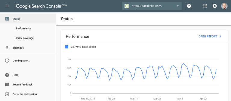 Screenshot of Google Search Console for reference