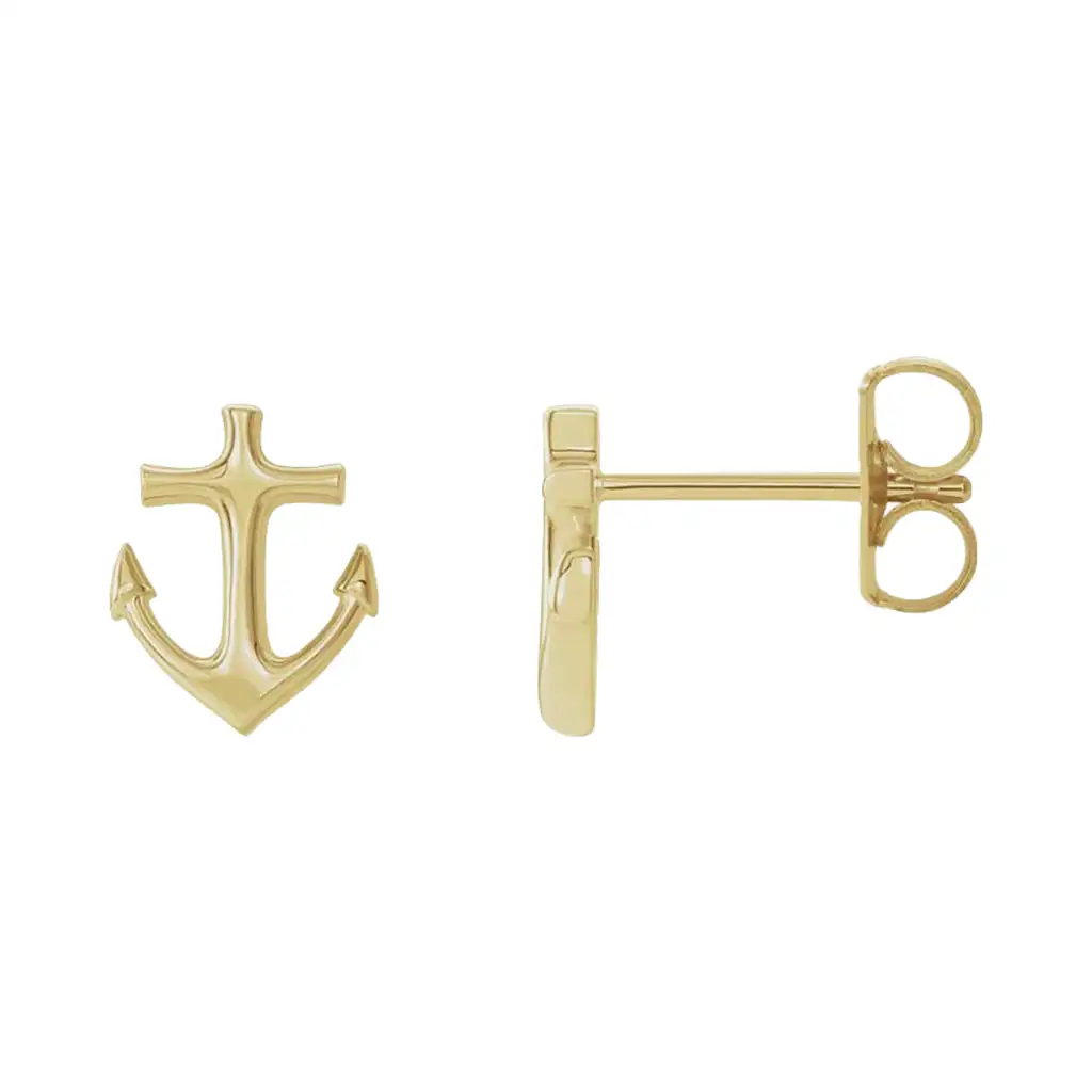 Yellow Gold anchor earrings from Glor-e