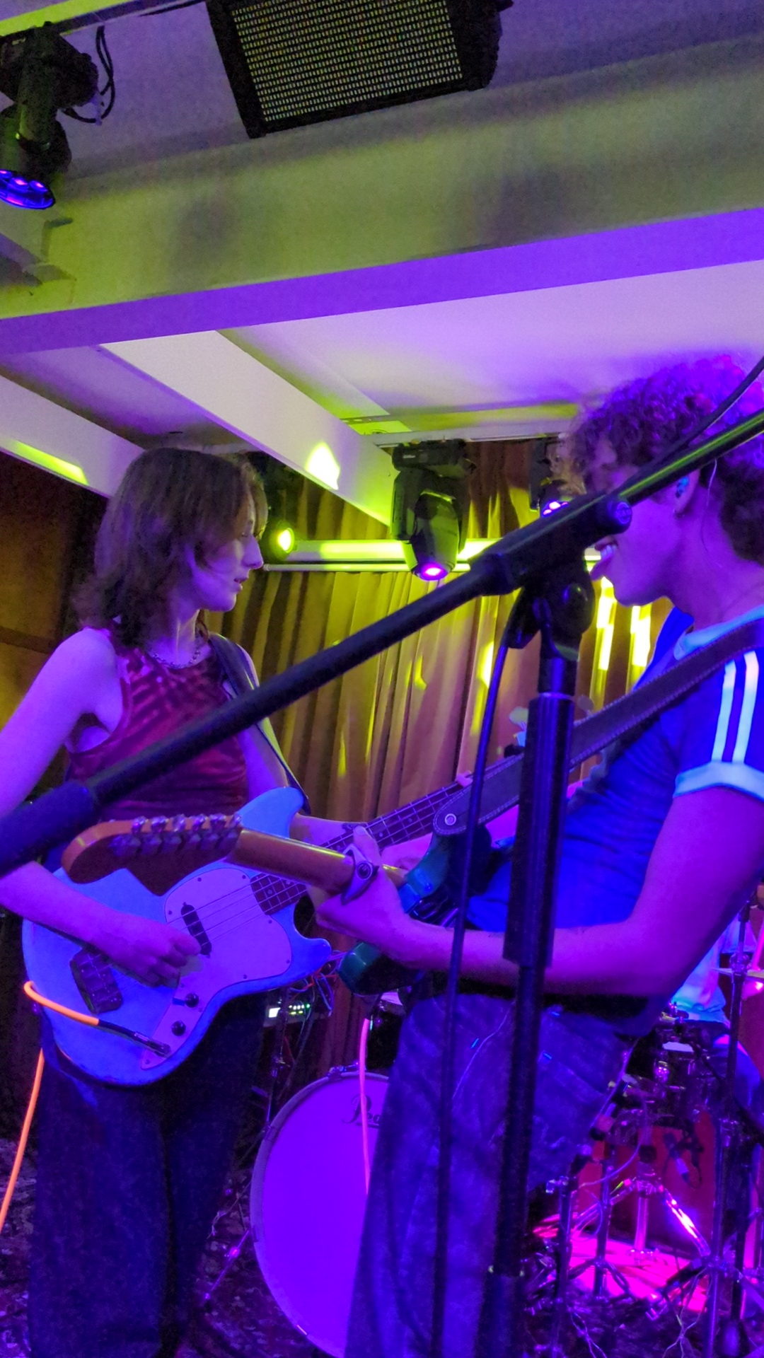 Scout Eastment (left) and Olive Rush (right) from the band EGOISM performing at The Lady Hampshire on September 23rd, 2023 [IMAGE: Dylan Costa]