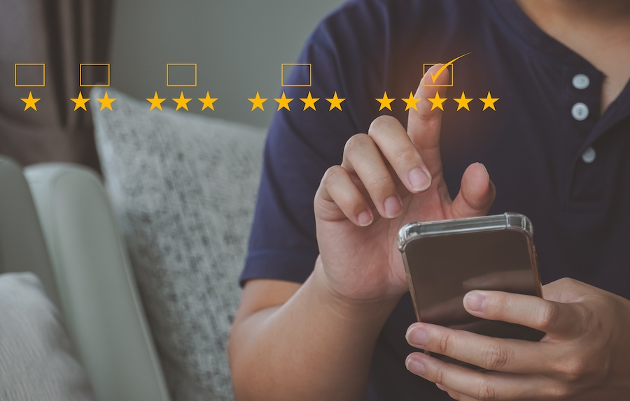 from 1 to 5 stars  feedback on smartphone